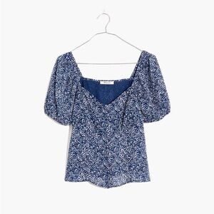 Nearly new bengali block short sleeve sweetheart top